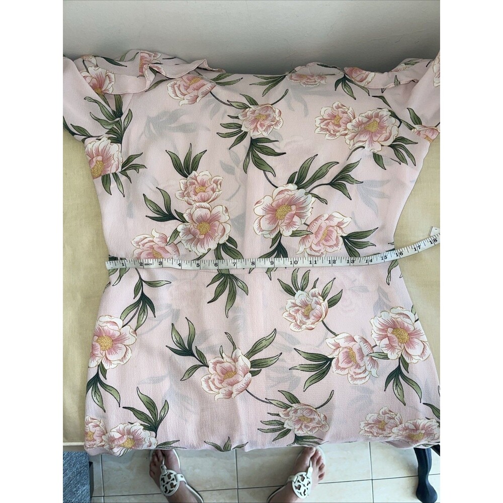 Atmosphere Pink Floral Dress Summer Ruffle Short Sleeves Sz 10 - Picture 9 of 12